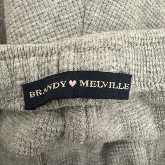 Brandy Melville Gray Waffle Knit Elastic Waist Shorts Pockets Cotton Airy Sz XS - Picture 6 of 8